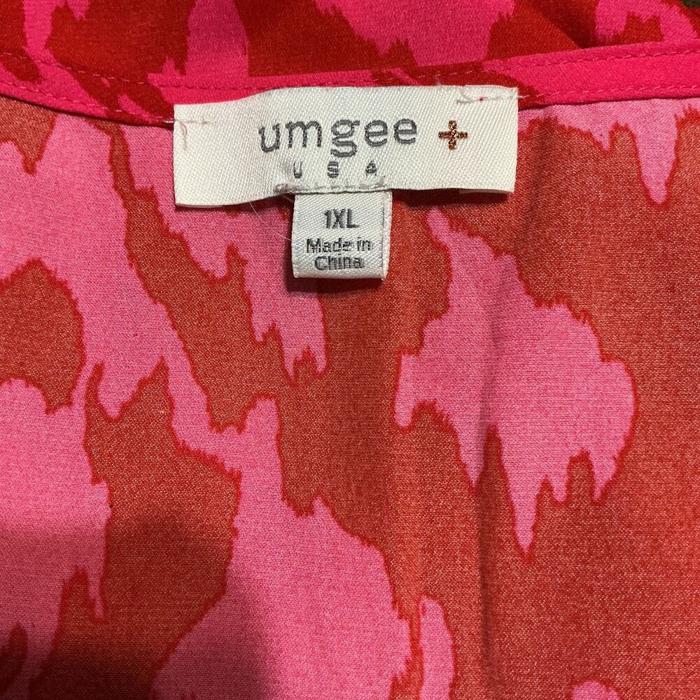Umgee USA 1XL Floral Print Ruffle Cap sleeve mini babydoll dress Pink Red - Picture 4 of 4